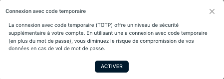 Activer le mot de passe temporaire