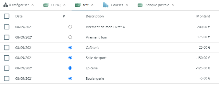 Pointer vos transactions